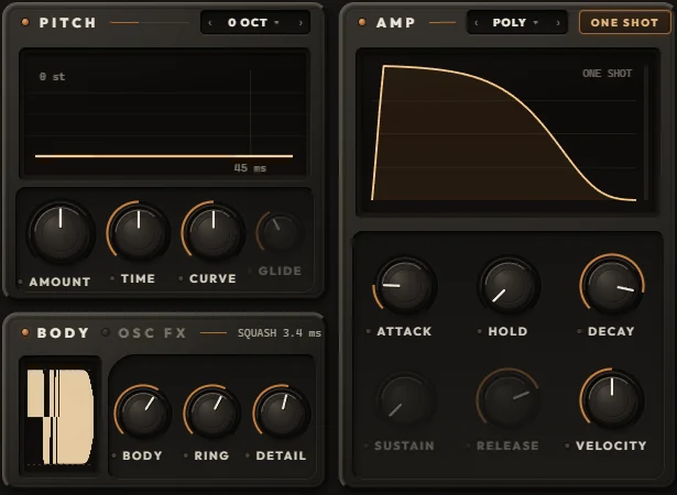 The PITCH, AMP and BODY plates